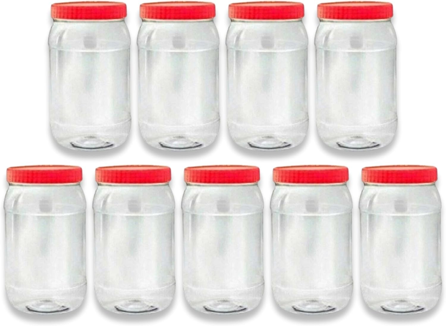KANSY Plastic Storage Containers Round Clear Spice Jars With Screw Top Lids, Airtight Bpa Free Plastic Mason Jars For Kitchen Pantry, Jam Jars For Crafts And Hardware (9x 1500ml)