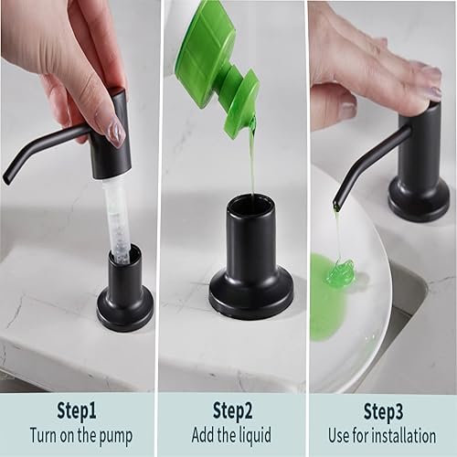 Miniatura 5 de FORIOUS Dispensador de jabón para fregadero de cocina negro, dispensador de jabón integrado para fregadero de cocina, negro mate, dispensador de