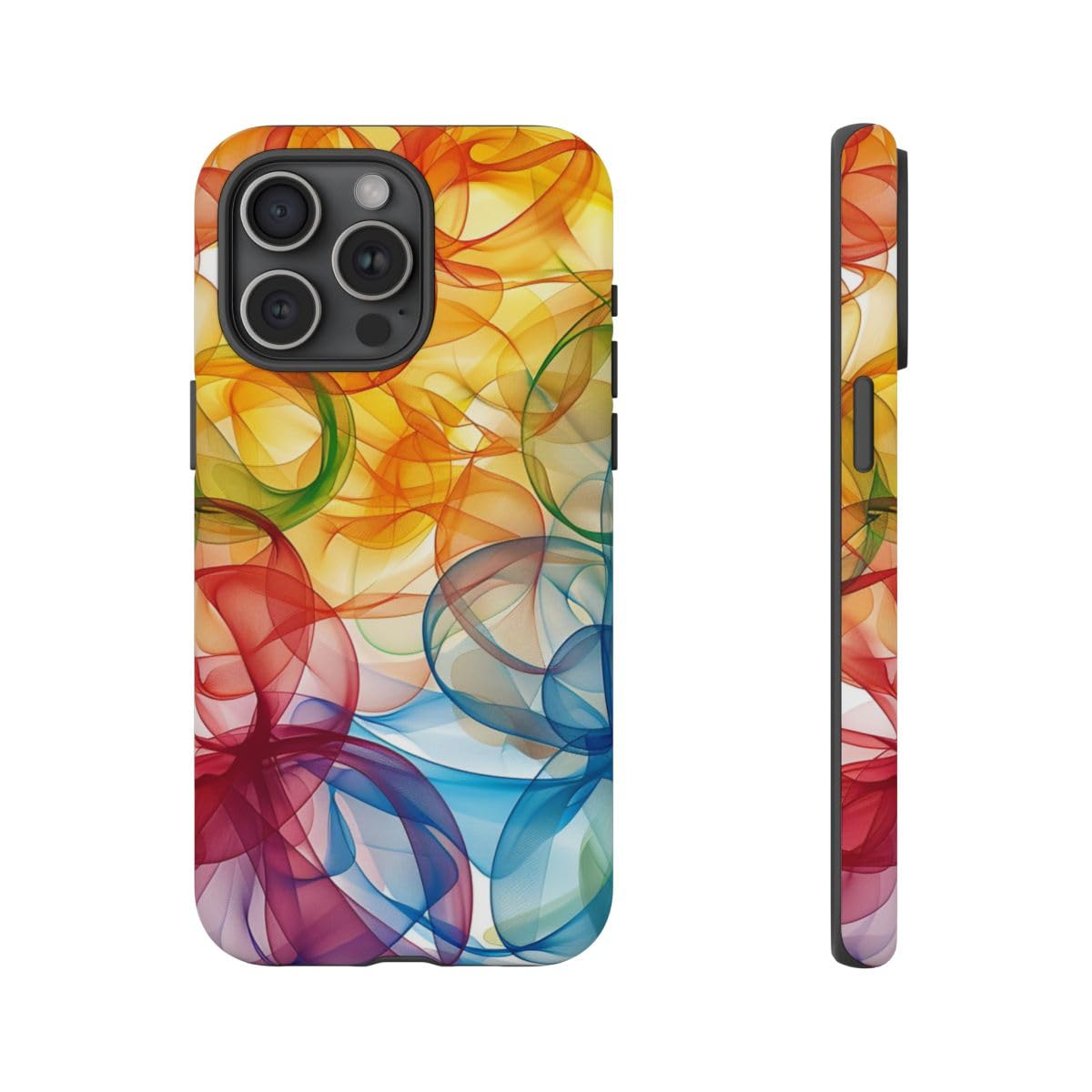 Coque rigide mate iPhone 15 Pro Max design abstrait haut de gamme multicolore