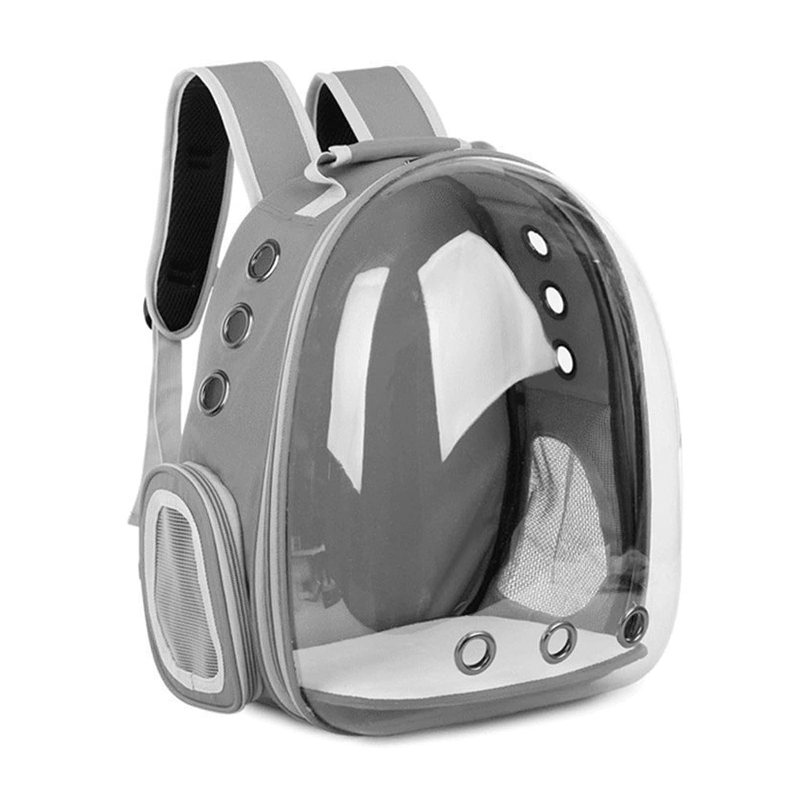 PETCUTE Mochila para Gatos Transparente Portador de Mascotas Mochila con Burbujas Bolsa de Transporte Ventilada PortáTil Diseño de Cápsula Transpirable para Gatos Pequeños Gris