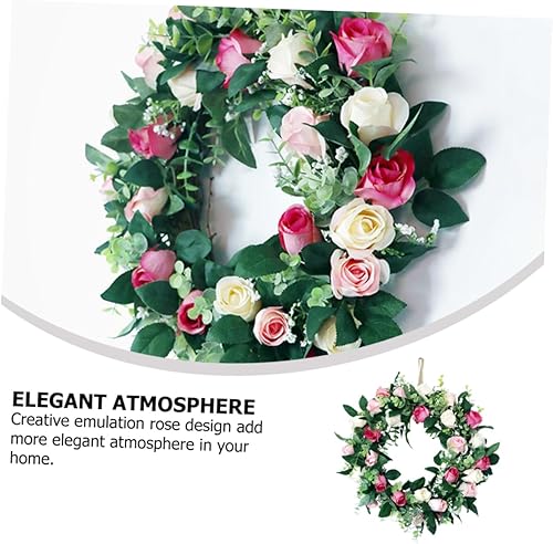 Miniatura 7 de 1 guirnalda artificial floral para boda, vid de rosa falsa, corona para el hogar, corona floral de rosas, adornos de puerta de Navidad, guirnalda de