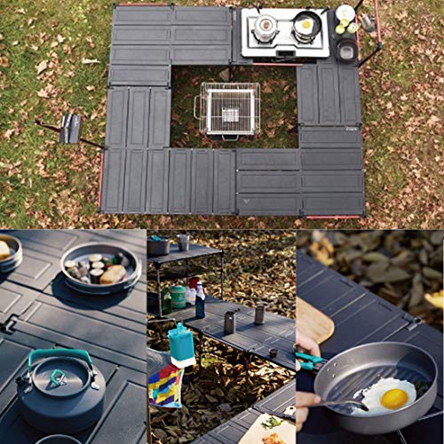 Camp Solutions Lightweight Portable Camping Table Small Folding Aluminum Table with Carry Bag for Camping Hiking Collapsible Outdoor Picnic Grill Table BBQ Stand Free Splicing Table (Combination) - Thumbnail 6