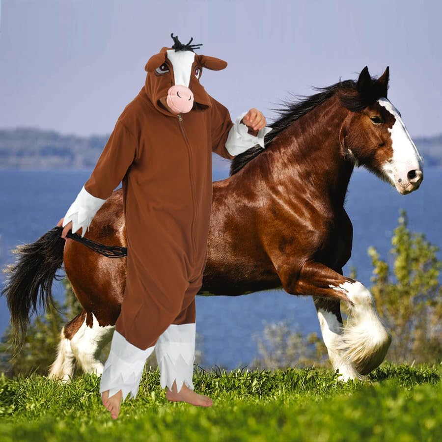 Miniatura 2 de Clydesdale - Pijama de caballo para adultos, disfraz de Halloween, cosplay, ropa para el hogar, ropa de dormir, disfraz para mujeres y hombres