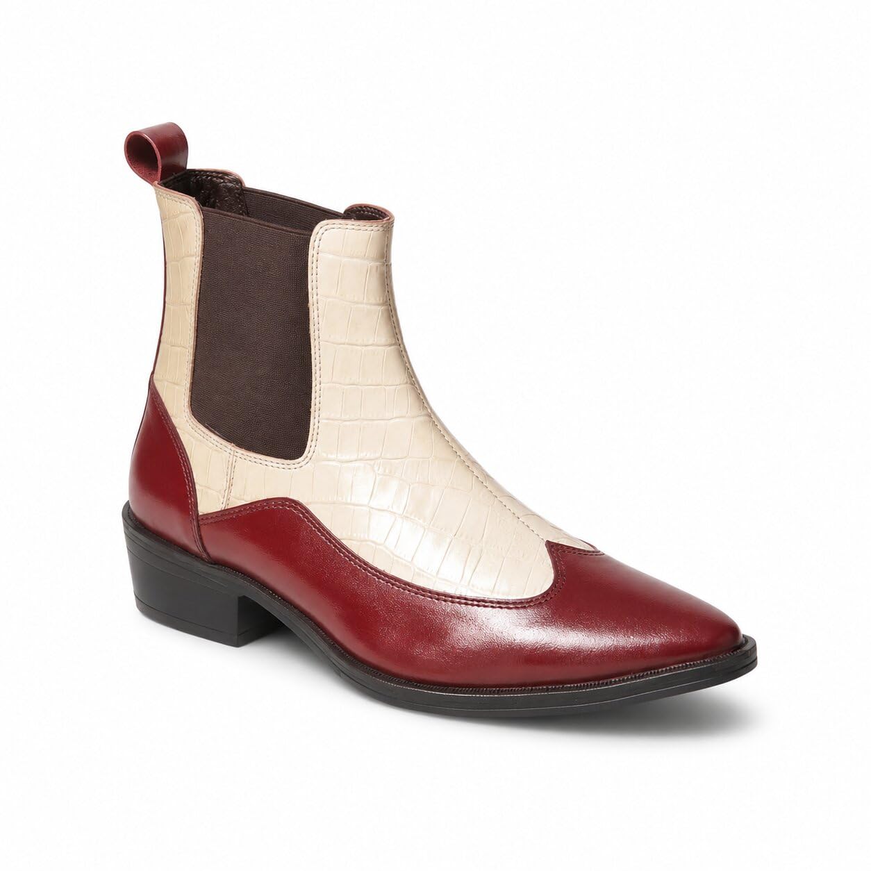 delvoro Men's Rich Quality|Premium|Croco Texture & Cherry Finish Genuine Leather Elastic Chelsea Boot-picture-22
