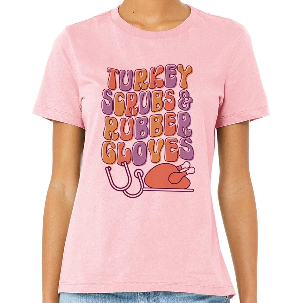 Turkey Scrubs and Rubber Gloves Shirt Unisex Small Pink