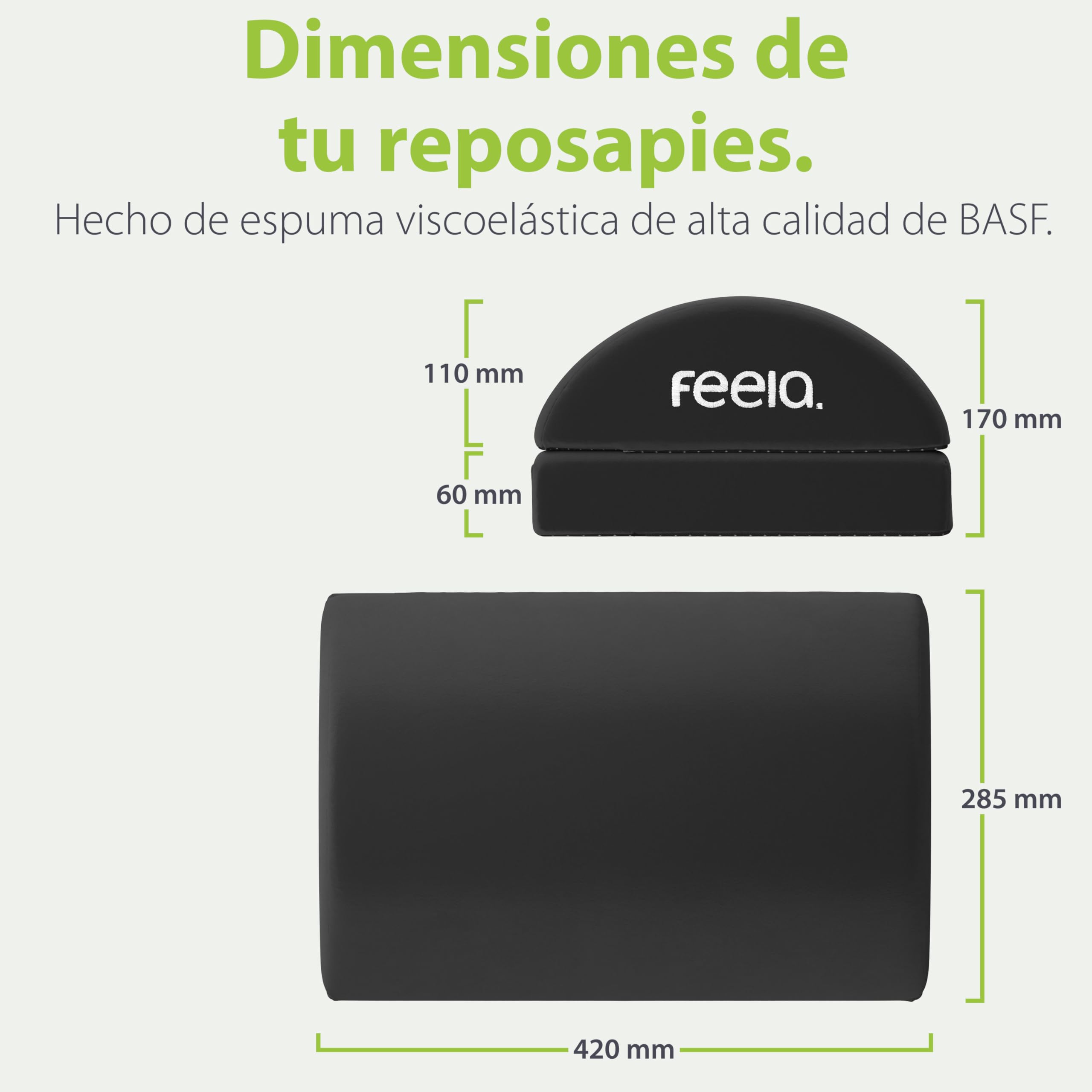 feela. Reposapiés ergonómico para oficina & Co | Se puede utilizar como taburete, reposapiés o reposapiés en la oficina | Foot Rest | Regulable en altura (Negro)