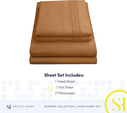 Vista 303 de Juego de sábanas extrasuaves de tamaño queen, ropa de cama transpirable y lujosa con correas elásticas integradas para las esquinas, colección