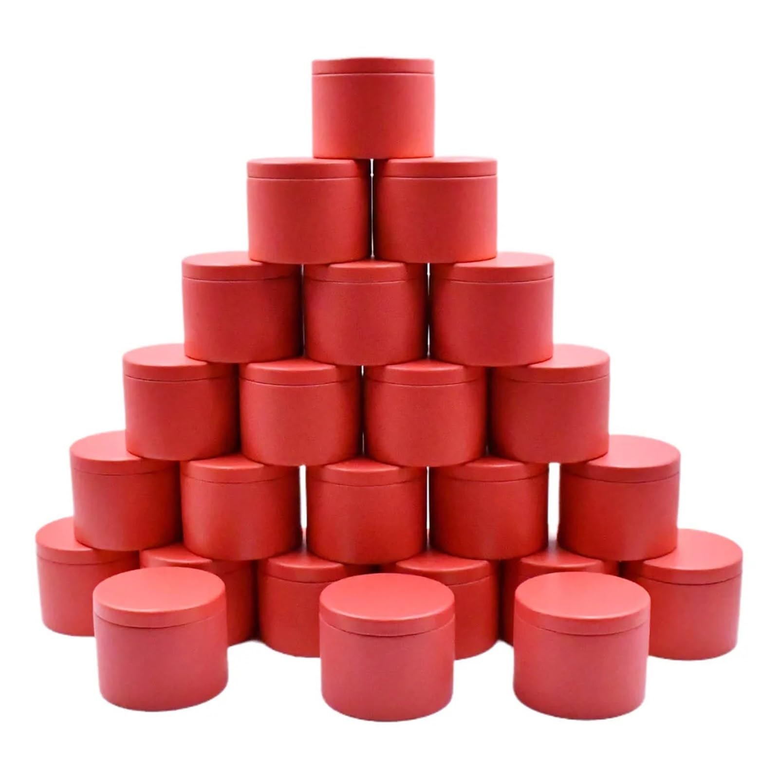 Candle Tins, Candle Tin Jars Multicolor 24 Count with Lids 4/8 oz for Candle Making(Red-4oz)