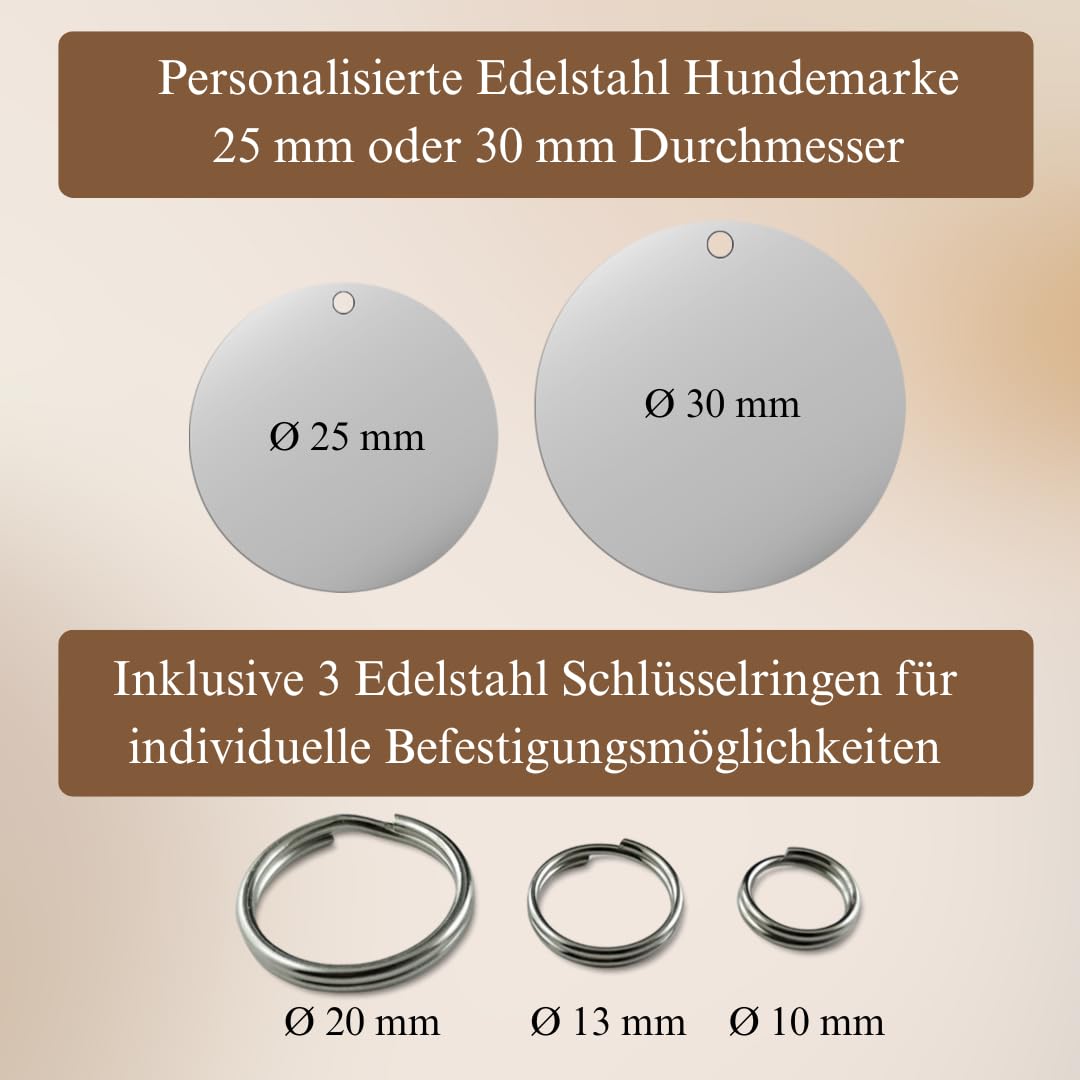 Personalisiertes Hundemarke Aus Edelstahl - Gravur Mit Name & Telefonnummer