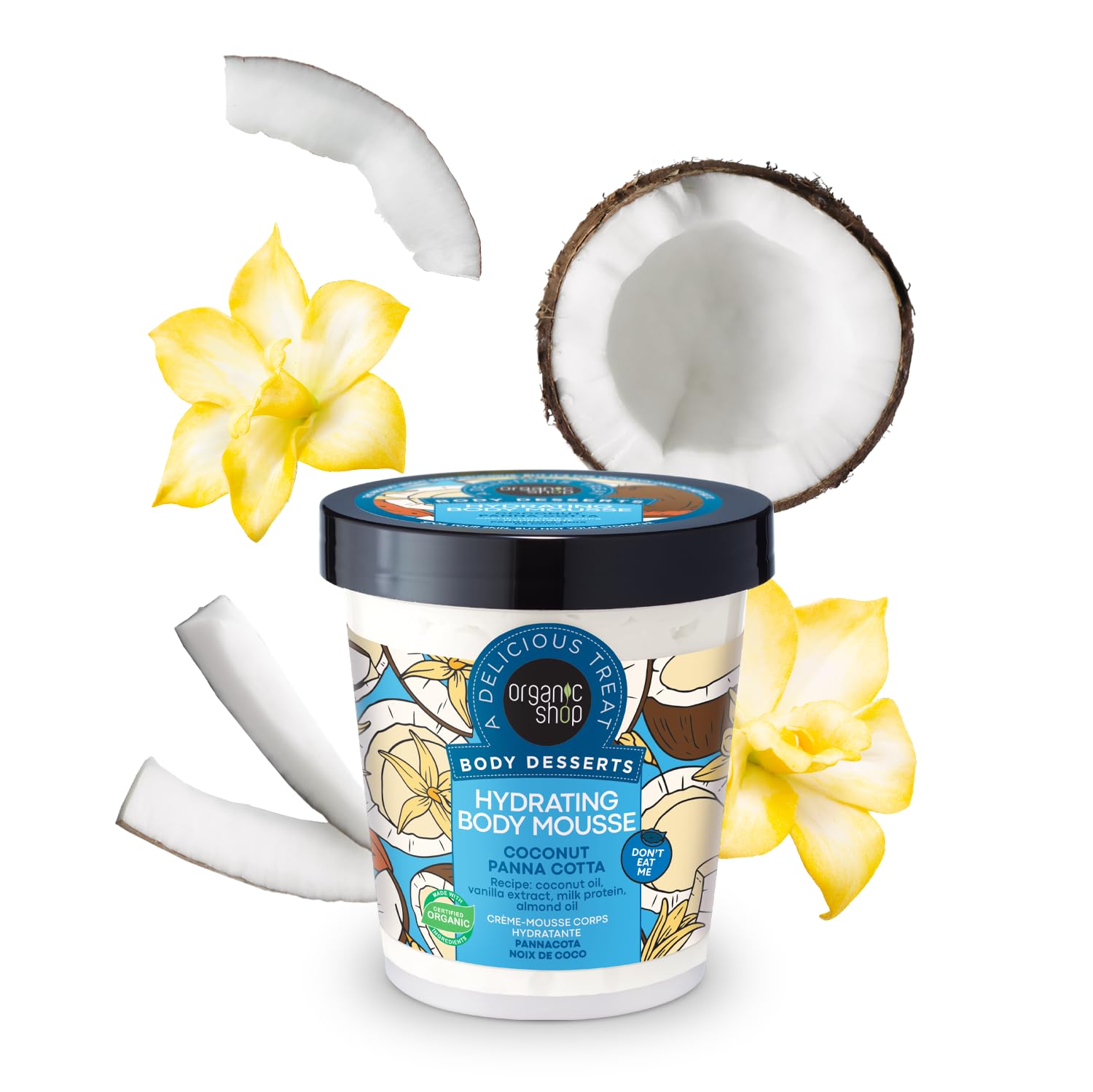 Organic Shop Body Desserts Hydrating Body Mousse Coconut Panna Cotta, 450 ml, Blue, 450 g (Pack of 1) - Image 2