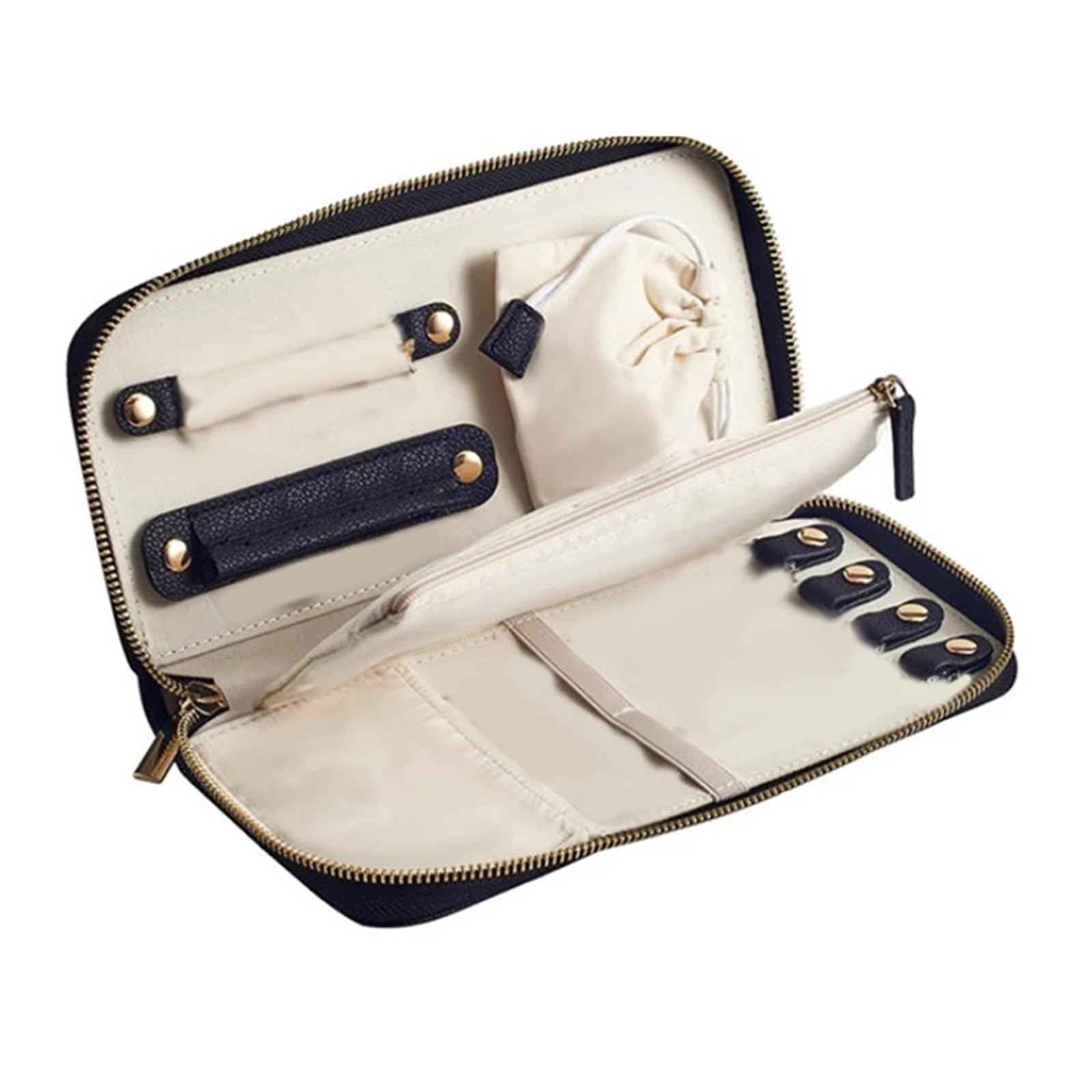 WEOKDFHA Jewelry Storage Bag Fashionable Simple Jewelry Bag Travel Portable Earrings Rings Necklaces Storage Anti Entanglement Organizer(Black)