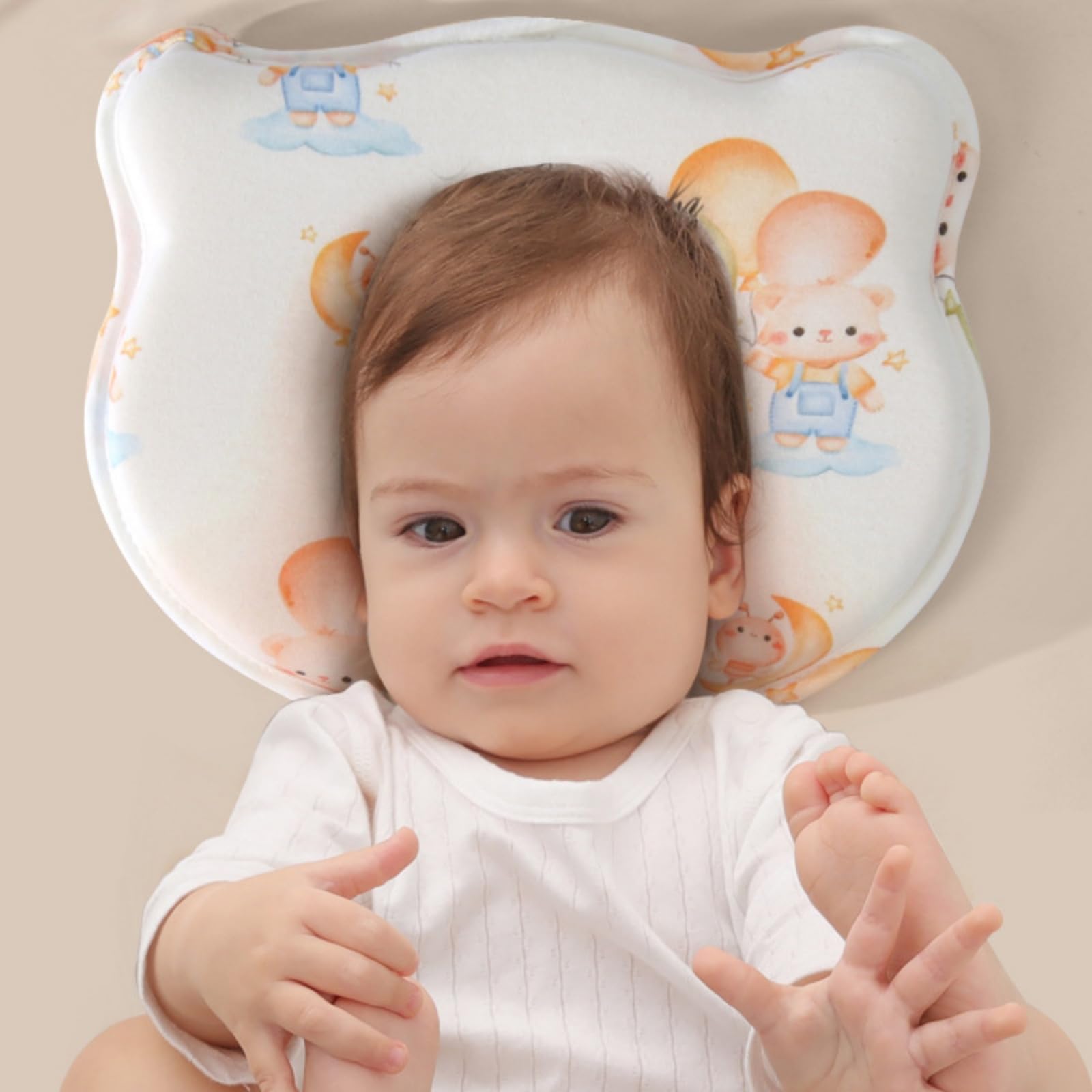 Babykissen, Silikon Babykopfpolster, Babykissen Gegen Plattkopf, Ergonomisches Kopfformungsmit Nackenstütze für Wiege, Bett, Kinderwagen (26x22 cm,Schultasche)