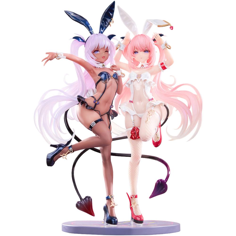 DEXSHUN Lulumu & Chrom Anime Figuren Illustration Bunny Girl Doppelmodell Lulumu Chrom Stehend Modell PVC Cartoon Statue Desktop Ornamente Sammlerstück 26cm