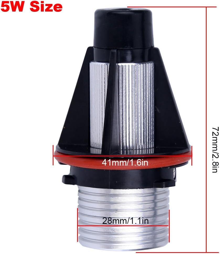 Compatible with 5W LED Angel Eyes Halo Ring Marker Light Bulb BMW 5 6 7 Series X3 X5 (Compatible with E39 E53 E60 E63 E64 E65 E66 E83) (5W, White) 2PCS
