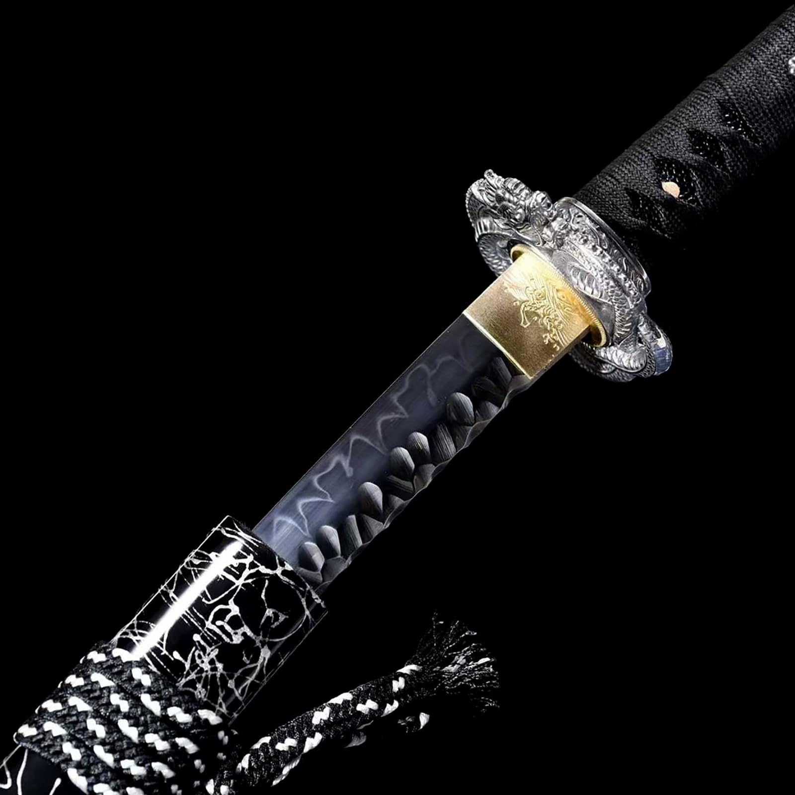 103cm handgefertigtes Samurai Schwert,T10 Stahl Klinge und Titanium Stahl Handschutz,Massivholz Scheide mit Lack,echtes Katana Schwert für Verschenken,Sammeln,Kampfsport,Dekorieren,Requisite,Fitness