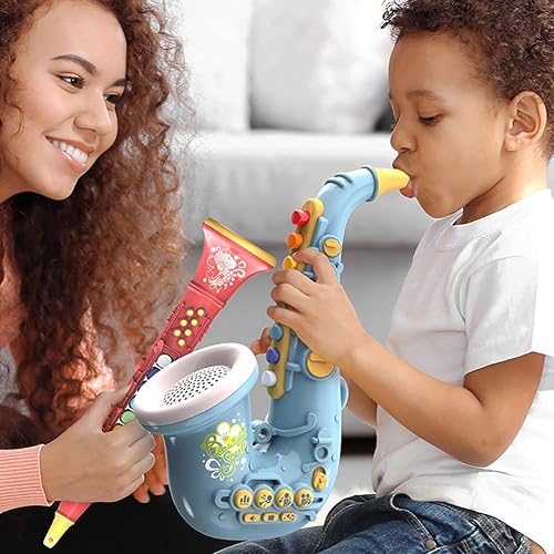 Miniatura 6 de Smaroll Juguete de saxofón para niños con luz y sonido, juguetes educativos tempranos multifuncionales, juguete de instrumento musical para niños