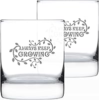 Vista 7 de Custom Keep Growing - Personalized Whiskey Rocks Glass - Gardening Themed Gifts and Decor for Gardeners - 10.25 Oz Glass