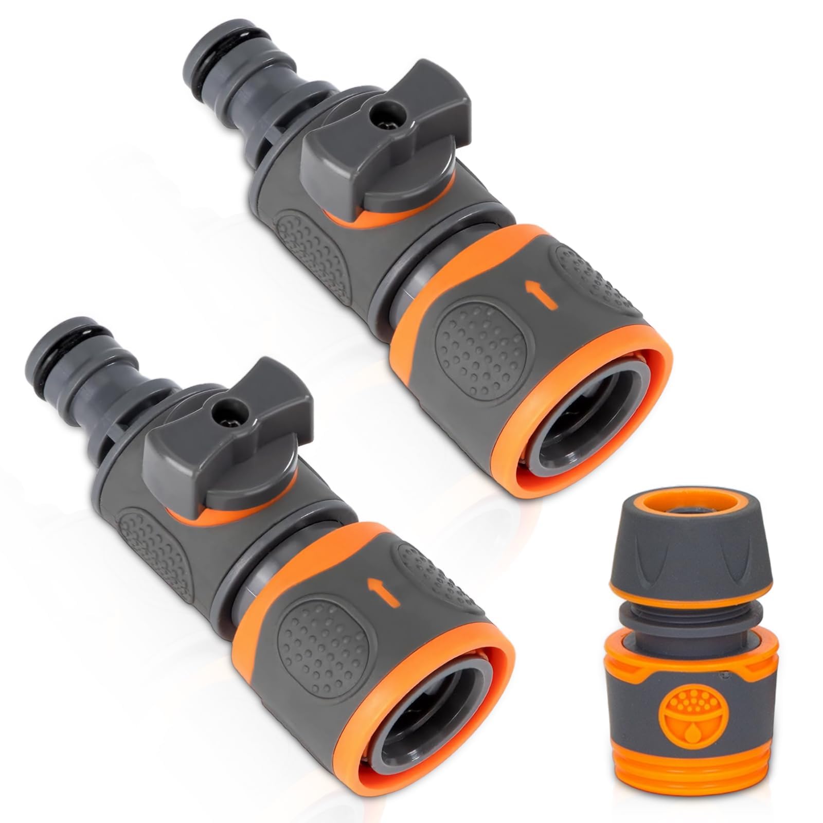 Hose Pipe Shut Off Valve, Quick Connect Tap Connector Fitting for Garden Hose, Inline Water Flow Control Adapter for Pipe Tube Attachment(2PCS)