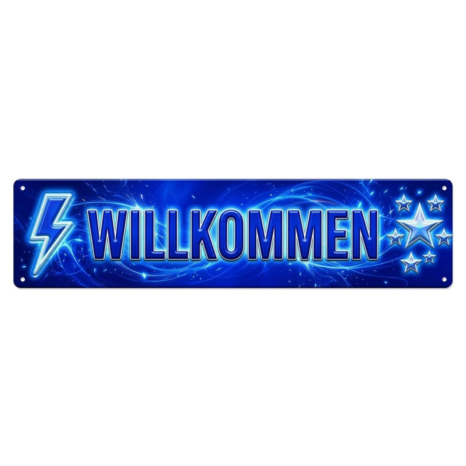 Cobalt Blue Electric Vibrant Welcome Metal Tin Sign