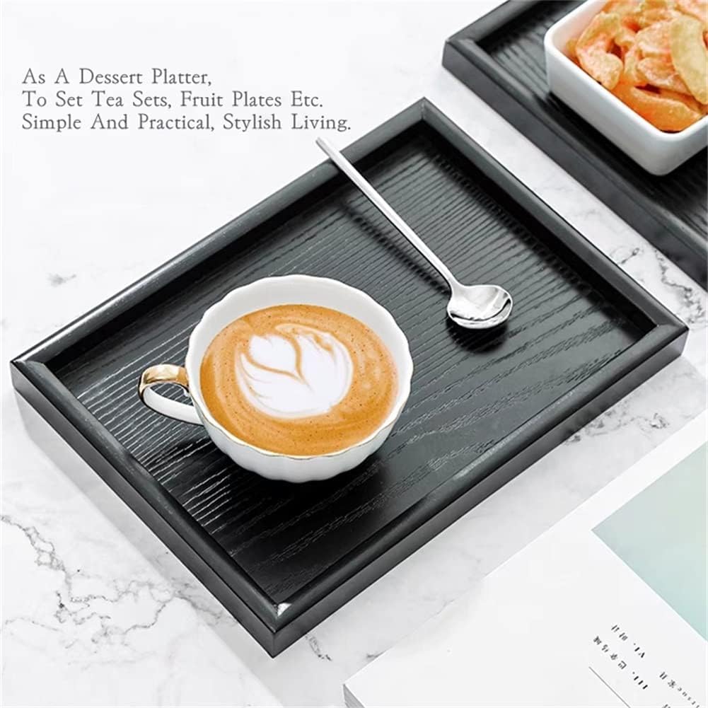 Vassoio da portata in legno, 40 x 30 cm, forma rettangolare, per tè, bevande, frutta, per servire cibo, patio, colazione, ristorante, barbecue, feste