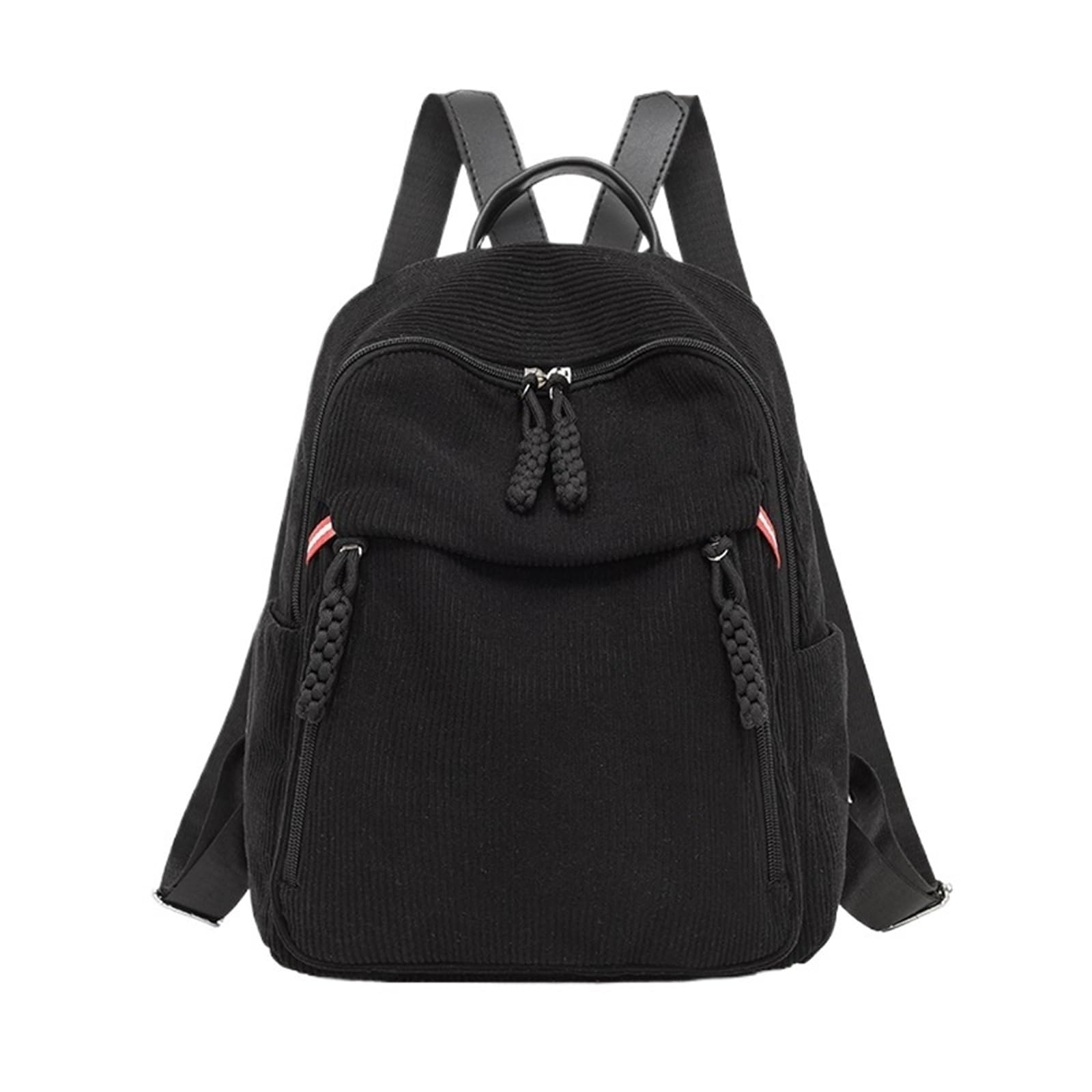 Bolso Mochila Mujer Mochila De Pana Gran Capacidad, Estilo Unisex, Casual Y Ligera, Estudiante, Hombro Ajustable para Universidad(Black)