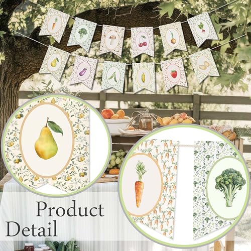 Image of Locally Grown Baby Shower Bunting Banner, Vegetable Farmer's Party Decorations for Kids Produce Stand Farmers Market Bridal Shower Party Bachelorette Garland Decorations.