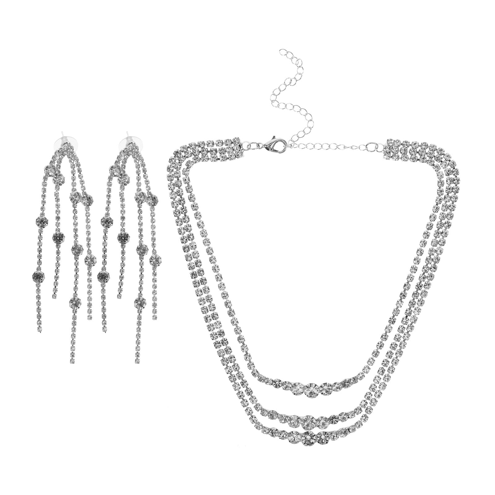 Beavorty joyas de bolas elegante joyas de plata para el baile de graduación Accesorios para bodas novia collar mujer Jewelry for women Accesorios de graduación pedrería