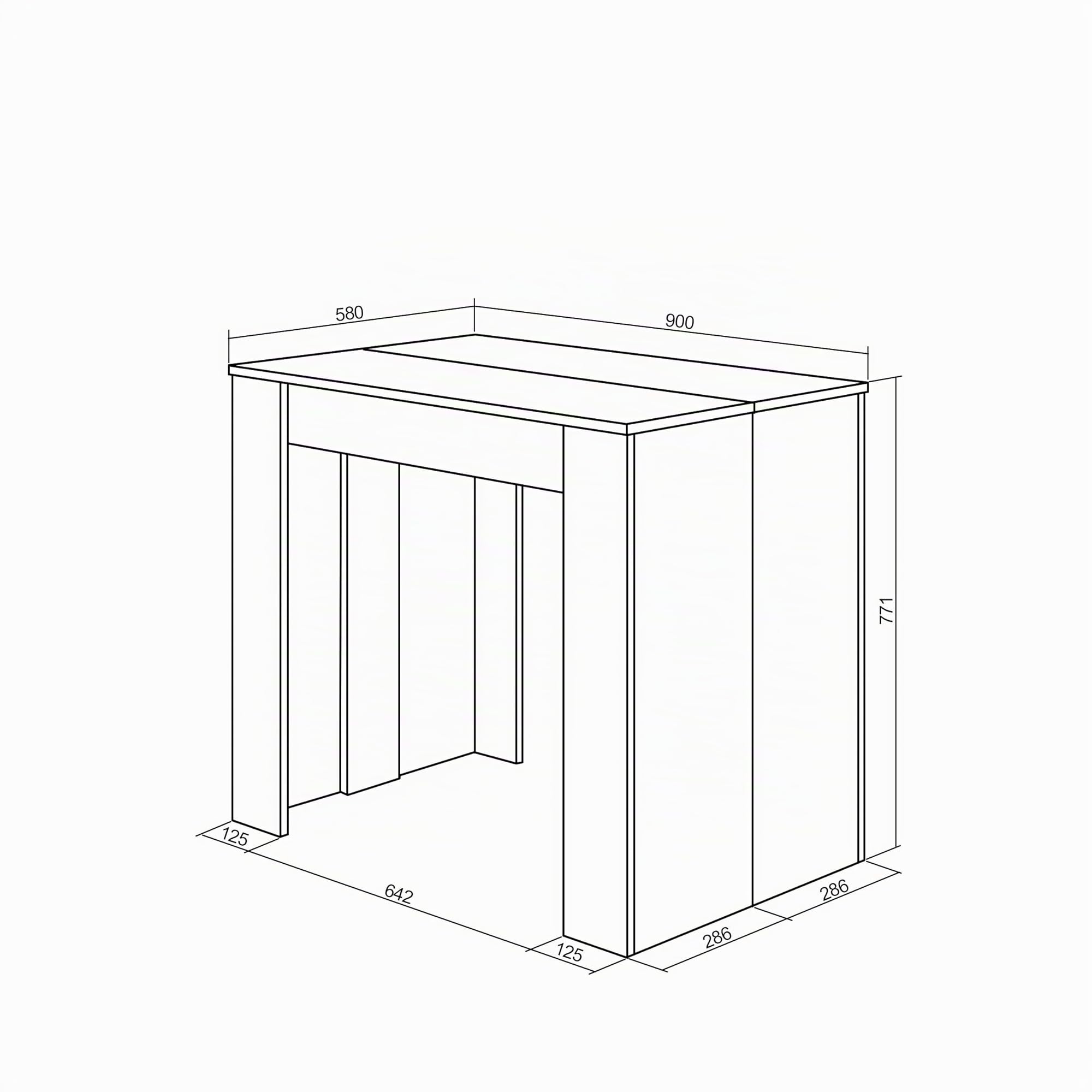 Skraut Home | Ausziehbarertisch | Multifunktionaler ausziehbarer | 260 | Für 12 Gäste | Esszimmertische | Moderner Stil | Weiß