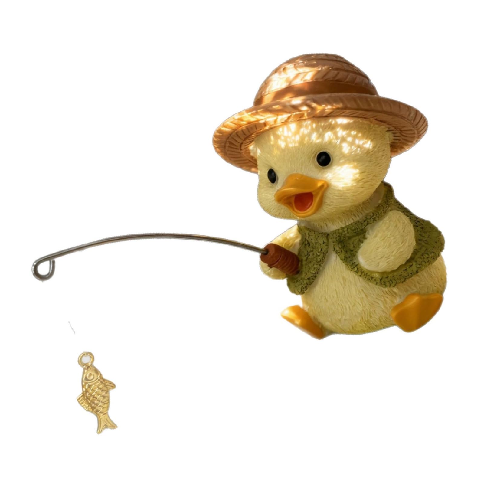 LUCKGONI Lovely Duckling Figurines Aquarium Ornament FishTank Garden Statues Decorations Interesting Fishing Duckling Figurines