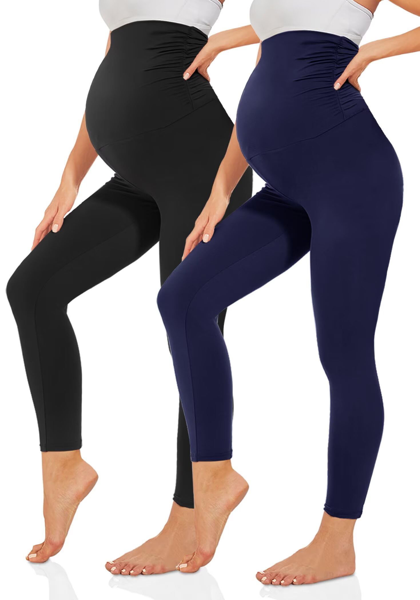 TNNZEET Umstandsleggings Damen Umstandsmode Blickdicht Schwangerschaft Leggings Umstandshose Lang mit Taschen für Yoga