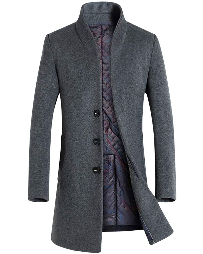 Męski płaszcz wełniany Slim Fit płaszcz biznesowy płaszcze trencz, Styl 1 szary, S