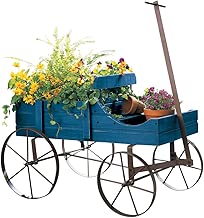 Amish Wagon Decorative Indoor/Outdoor Garden Backyard Planter, Blue - coolthings.us