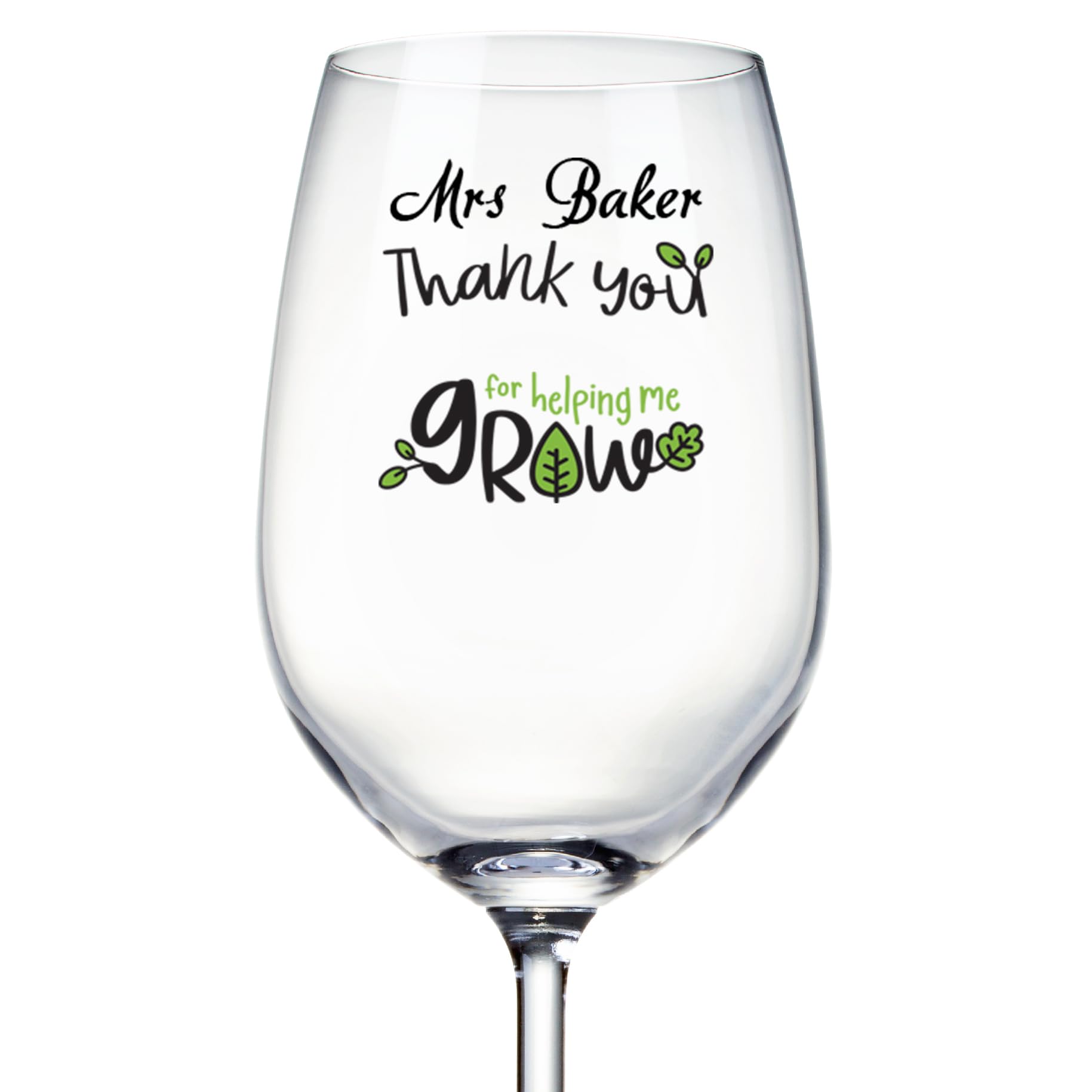 ukgiftstoreonline Personalised Teacher Wine Glass Gift Thank You for Helping Me Grow
