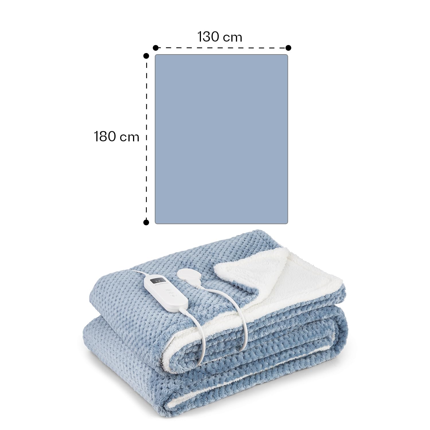 Klarstein XL Elektrische Kuscheldecke, Heizdecke mit Abschaltautomatik, 180x130 cm Elektrische Wärmedecke Maschinenwaschbar, Doppelseitige Heizdecke für Bett & Sofa, Wärme Decke mit 9 Heizstufen