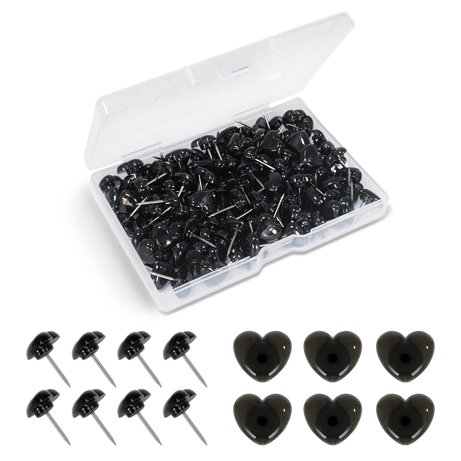 Black Heart Push Pins,120-count Decorative Push Pins for Cork Board Plastic Thumb Tacks Steel Cute Push Pins for Bulletin Board Photo Wall Picture Maps Posters Note Home Office Supplies