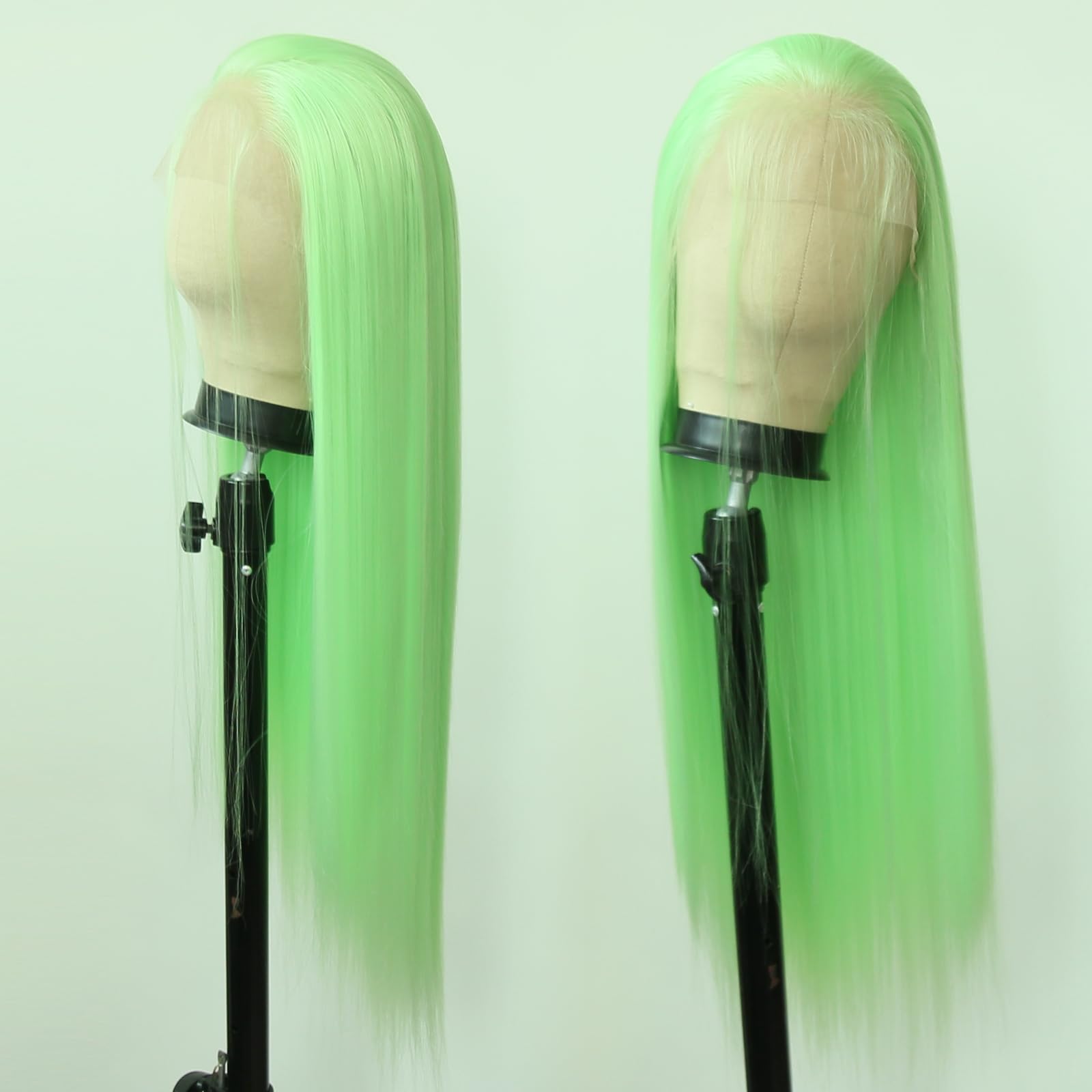 Light Green LaceFront Wig Light Green Synthetic Lace Front Wig - Long Straight Heat  main image 3