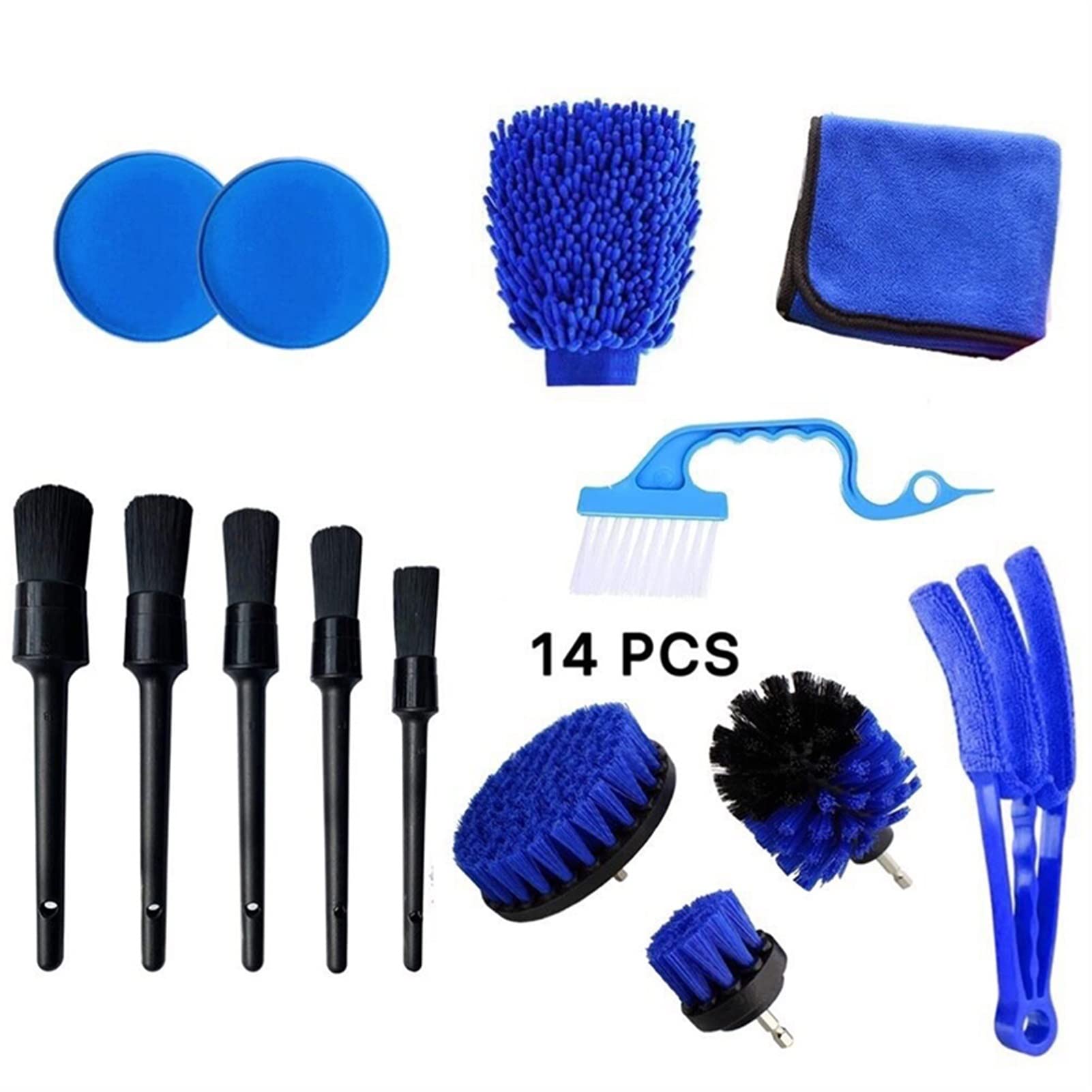 TRUSTTWO 14 stücke Detailing Pinsel Set Auto Reinigungsbürsten Leistungswäsche Bohrer Bohrer Bürste Auto Leder Lüftungsöffnungen Felgenreinigung Schmutz Reinig Werkzeuge The New