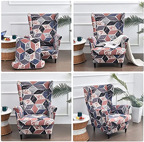 Fundas sillón orejero lavables de dos piezas con protector de reposapiés 3