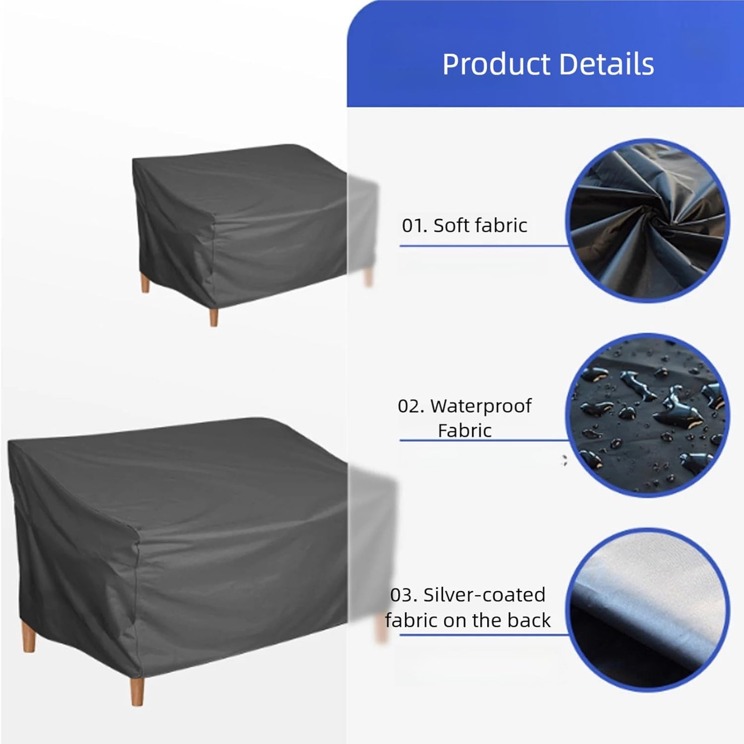 Premium Patio Bench Cover Waterproof UV-Resistant Oxford Fabric Protector for Outdoor Sofa Garden Furniture, All-Weather Windproof Design, Universal Fit with Storage Bag(Black)