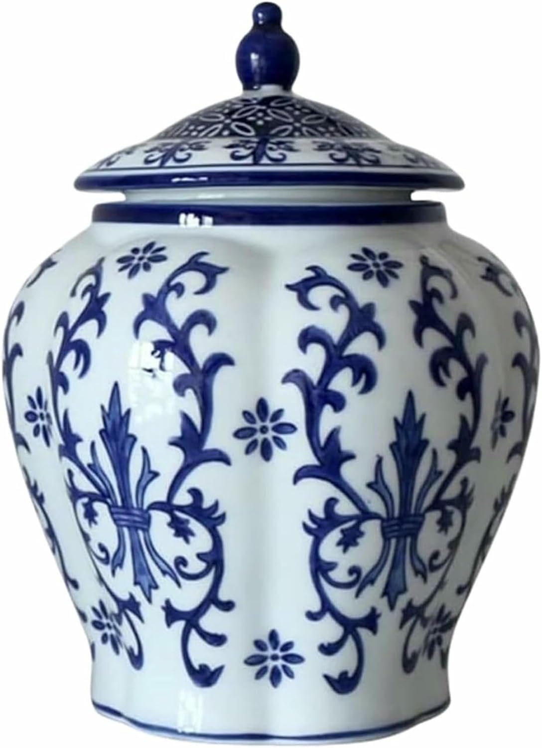 Large Ginger Jar Blue and White Ceramic Vase Ginger Jar with Lid Porcelain Jars Temple Jar with Lids Decorative Jar(19 * 24cm)
