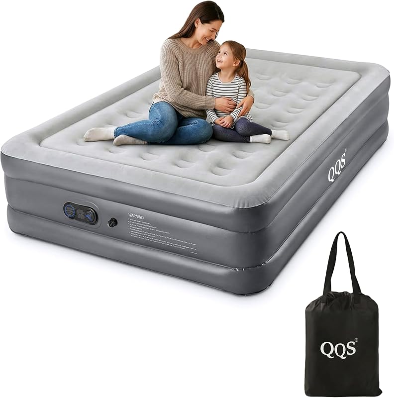 Colchón de aire Queen con bomba incorporada, cama inflable elevada de 18"| Colchón hinchable autoinflable de 3 minutos, capacidad de trabajo pesado de 660 lb, cómodo para el hogar, habitación y camping