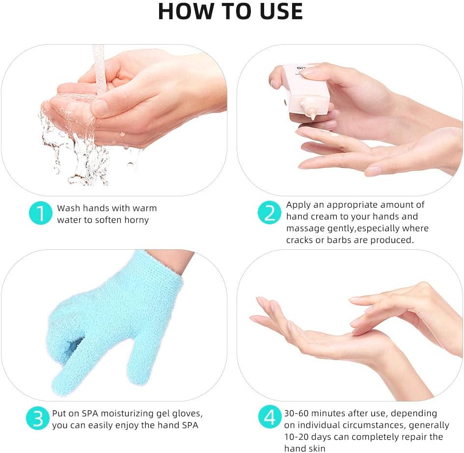 Moisturizing Gloves for Moisturize Soften Repairing Dry Cracked Hands Skin Care (Blue, Glove) : Beauty & Personal Care