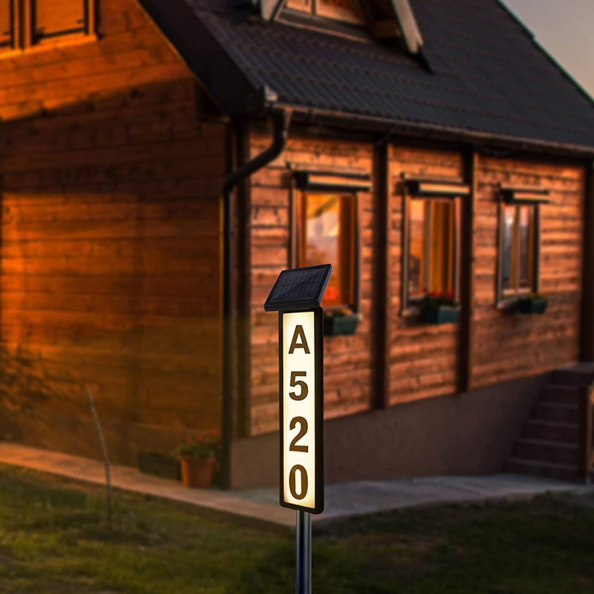 DOITOOL Targa Civico Solare per Esterno, Numero Casa Luminoso, Plastico Nero, Illuminazione per Giardino e Patio