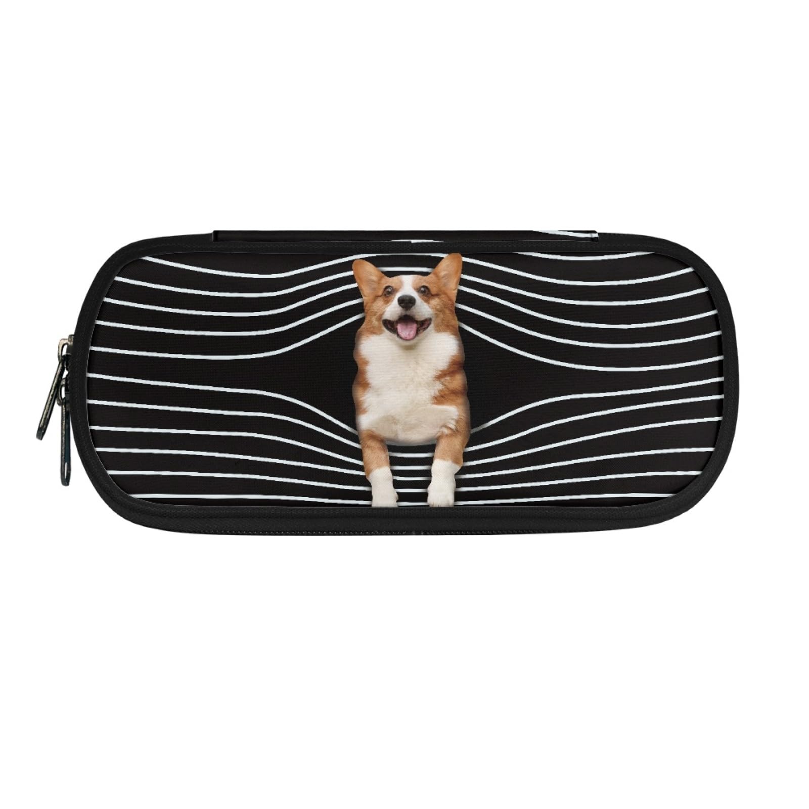 TOADDMOS 3D Corgi Dog Print Pencil Bag for Boys Girls Desk Stationery Oraganizer Storage Pen Case with Zipper Pen Slot for School Work — image 1