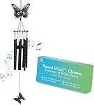 32'' Papillon unique Wind Chime pour la clairance extérieure, Jardin en métal Windchimes pour extérieur Patio Decor (blanc noir)