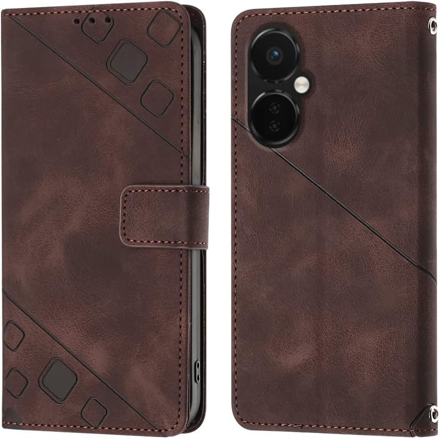 LEMAXELERS Case for OnePlus Nord N30 5G, OnePlus Nord N30 5G Wallet Phone Case with [Credit Card Holder] Indentation Texture PU Flip Leather Phone Case for OnePlus Nord N30 5G Brown YBY