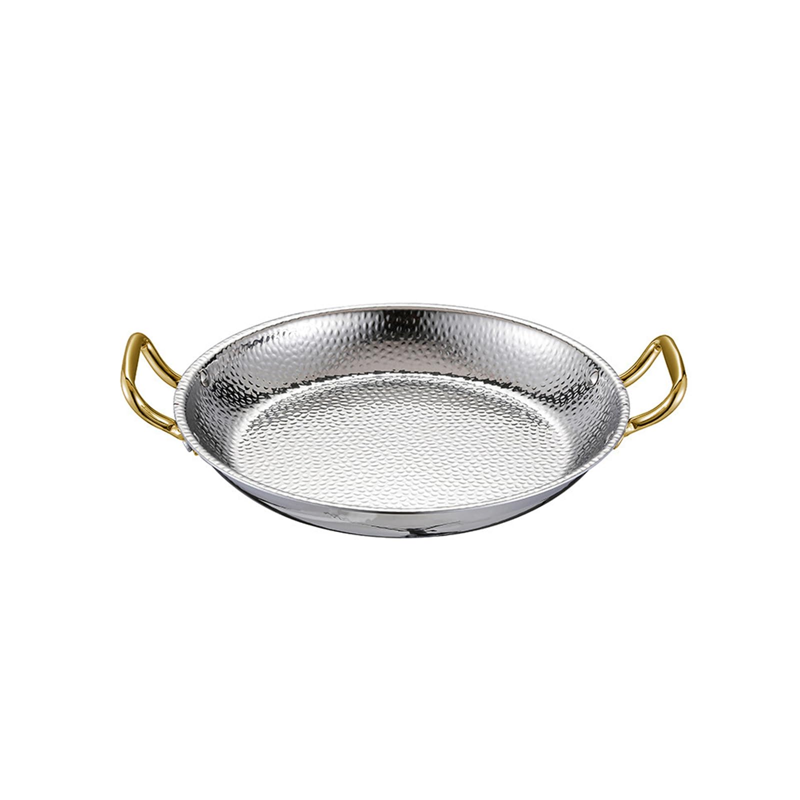 TQUXNGA Double Handle Stainless Steel Paella Pan with Hammered Finish Kitchen Cookware for Home Cooking and Parties Hammered Texture Pan