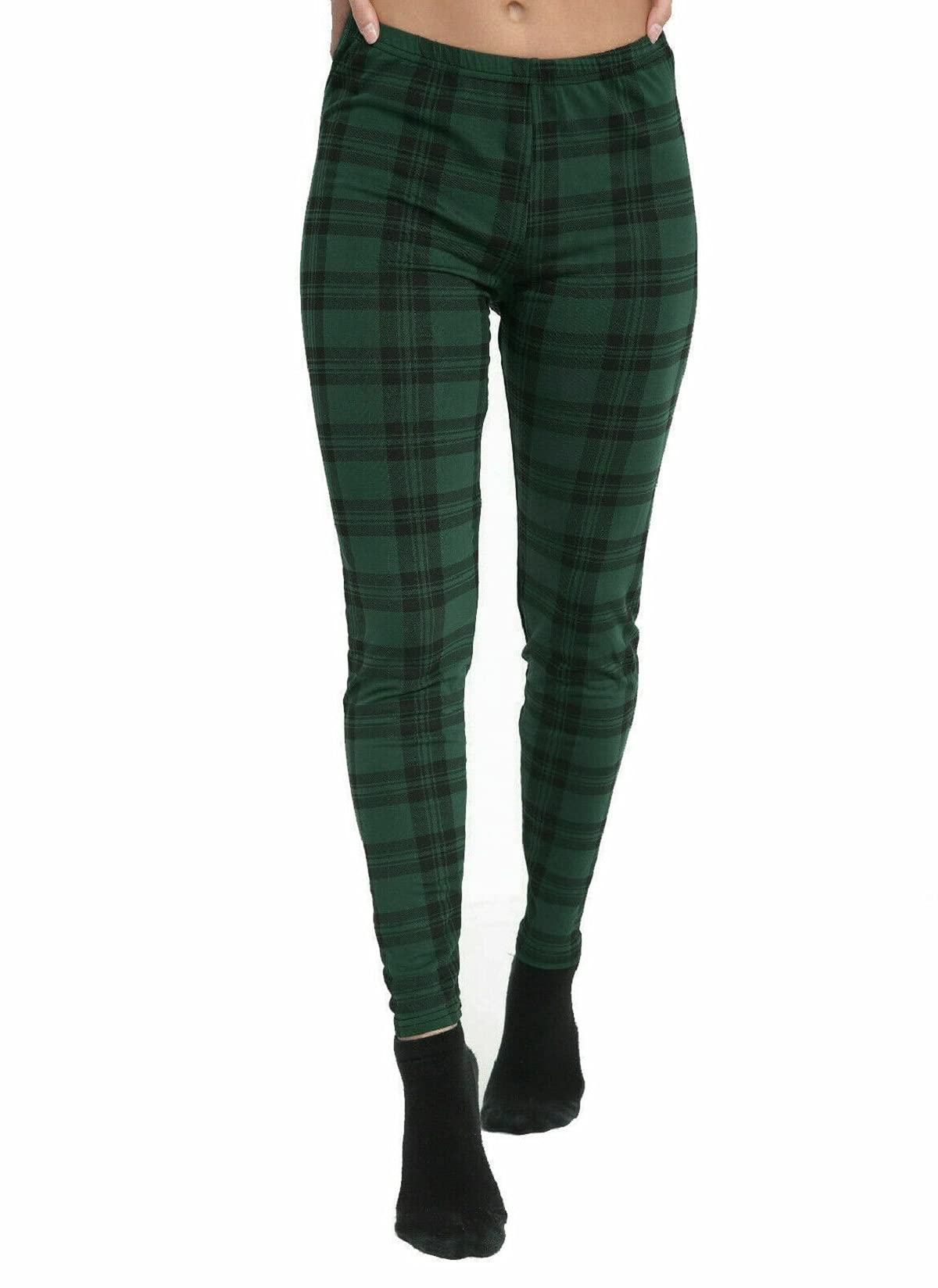 Crazy Girls Girls Green Tartan Crazy Womens Bang Aztec Batman Skull Rose Leopard Print Casual Leggings (Xxl-Uk20/22, )