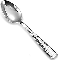 KEAWELL Louis Hammered Dinner Spoons Set of 4 - Premium 18/10 Stainless Steel, Mirror Polished, Dishwasher Safe, 7.6" Ergonomic Design