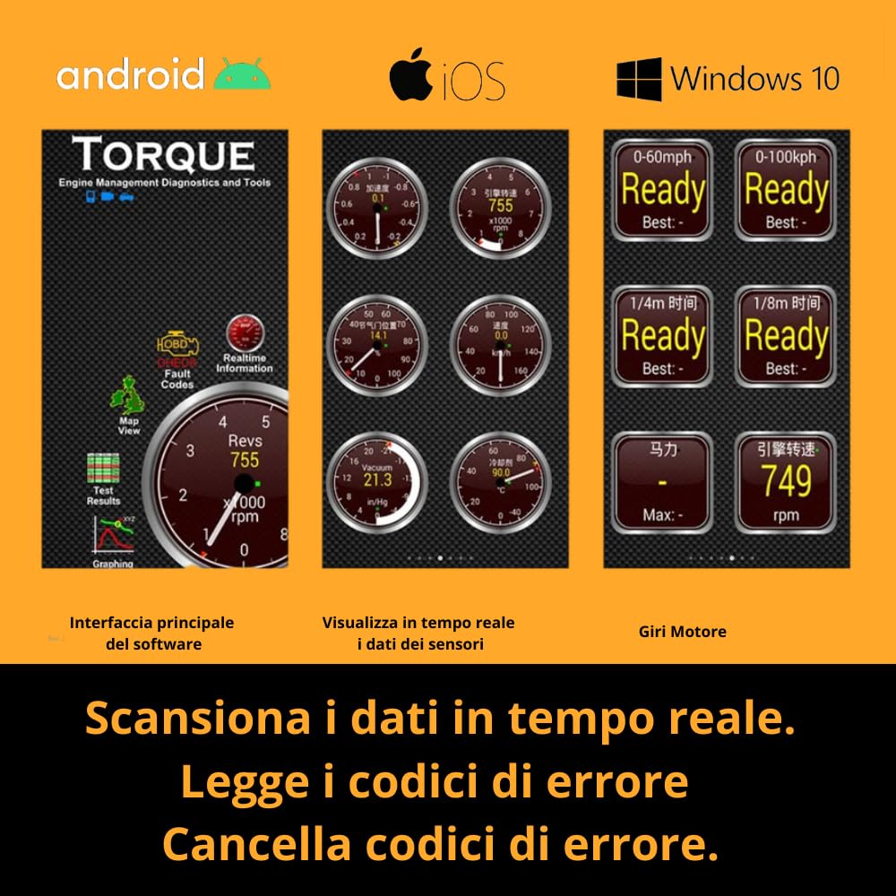 ELM327 WIFI V1.5 Strumento Diagnostico OBD2 Wireless, Lettore di Codici Scanner OBD2 Compatibile con Dispositivi IOS Android Windows, Connettore OBD 16 pin per diagnosi veicoli Multi Marche dal 1996+